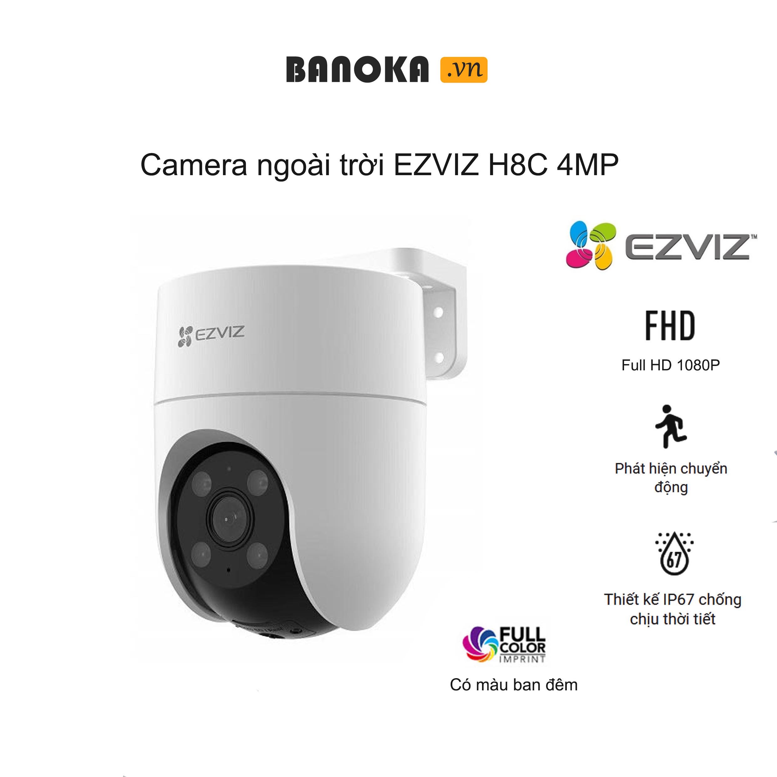 Camera wifi ngoài trời Ezviz H8C 2K 3MP xoay 360, đèn còi báo động, đàm thoại 2 chiều